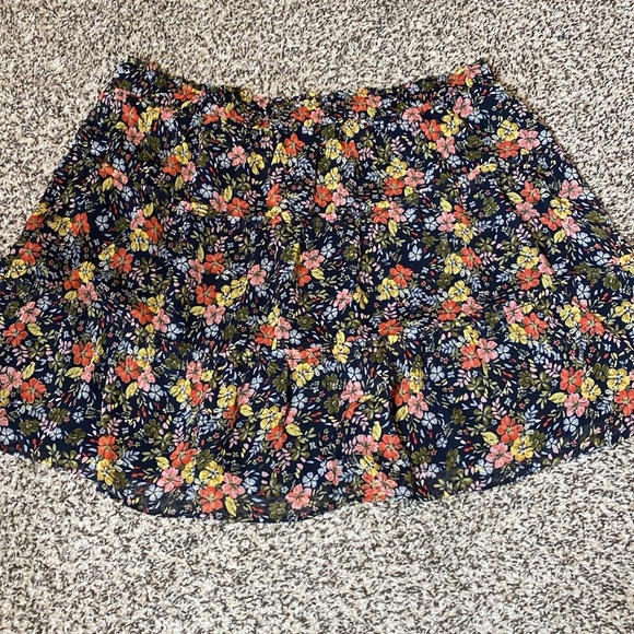 LOFT Floral A-Line Tiered Mini Skirt - Navy, Pink, Yellow & Green - Picture 5 of 5